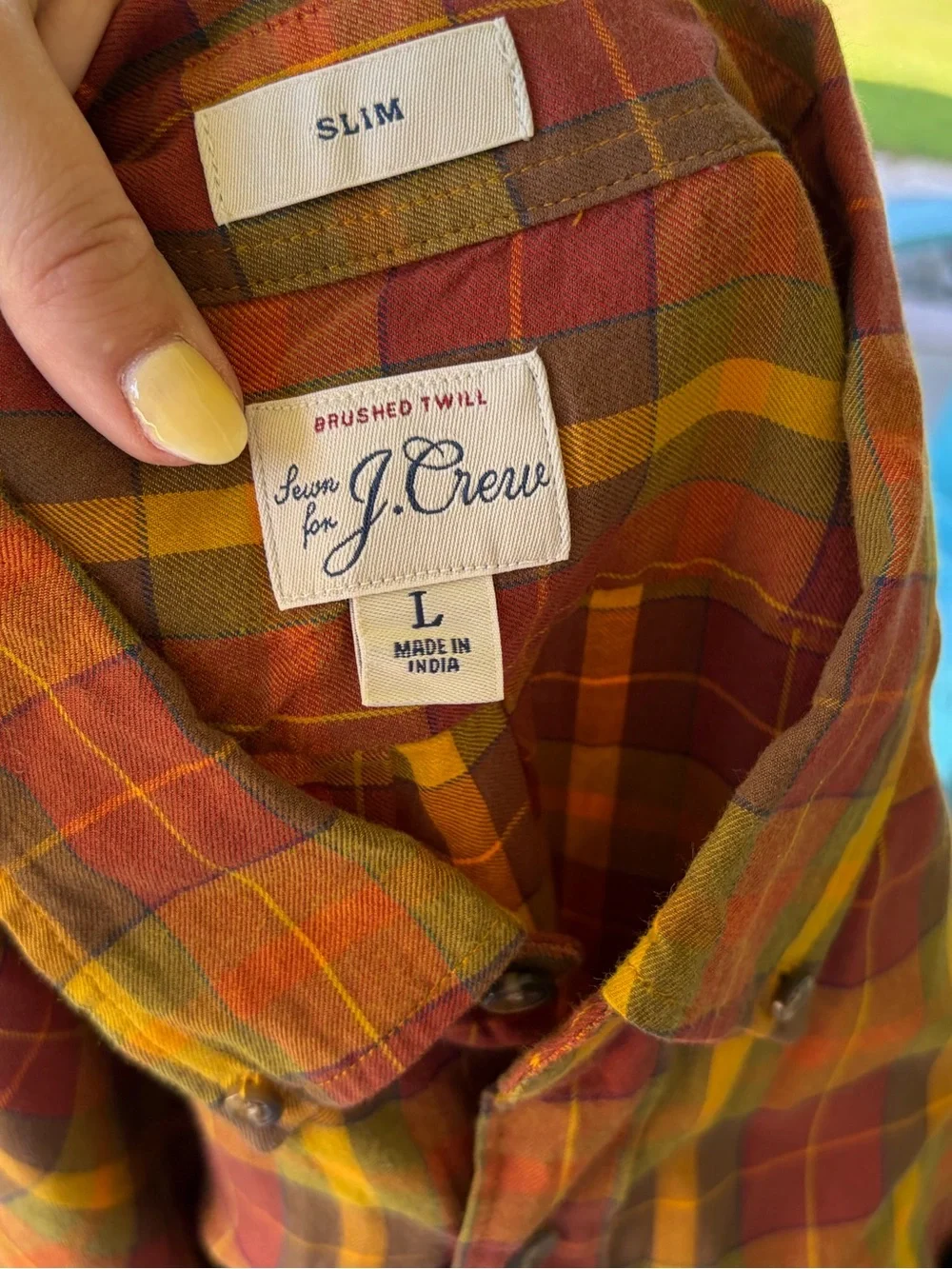 J.Crew slim fit long sleeve fall color flannel button down top shirt orange